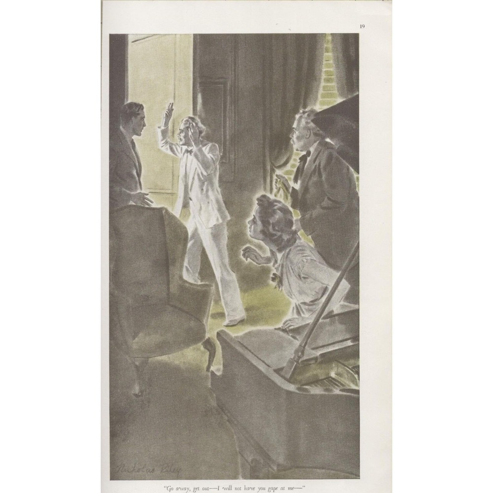Vintage 1938 Nicholas Riley Story Illustration Dramatic Literary Wall Decor